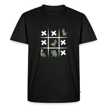Tic-Tac-Toe - Dino - T-Rex - Dinosaures - T-shirt Premium bio Homme - noir - Devant - Nico (187cm)