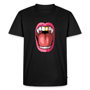 Funny Dracula Vampire Teeth - Men's Premium Organic T-Shirt - black - Front - Nico (187cm)