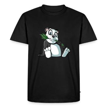 Mignon ours panda avec du bambou - T-shirt Premium bio Homme - noir - Devant - Nico (187cm)