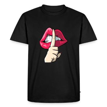 Index devant la bouche - T-shirt Premium bio Homme - noir - Devant - Nico (187cm)