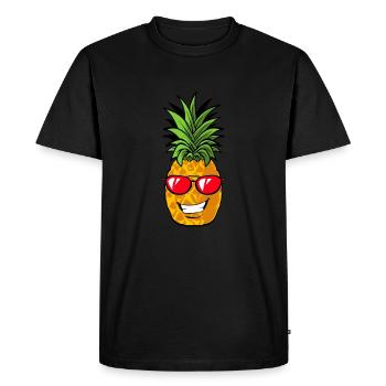Drôle d’ananas avec des lunettes de soleil - T-shirt Premium bio Homme - noir - Devant - Nico (187cm)