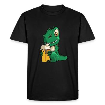 Dinosaur Men Beer Costume - Men's Premium Organic T-Shirt - black - Front - Nico (187cm)