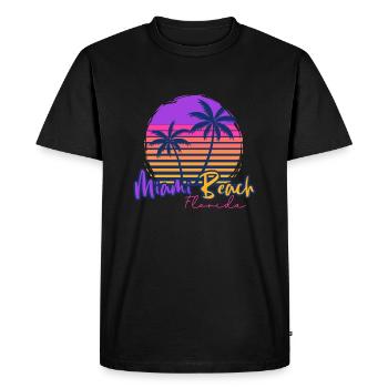 Miami Beach, Floride - T-shirt Premium bio Homme - noir - Devant - Nico (187cm)