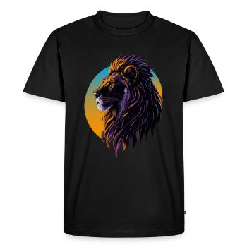 Lion majestueux au coucher du soleil - T-shirt Premium bio Homme - noir - Devant - Nico (187cm)