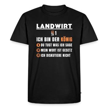 Cadeau de fermier - je suis le roi - T-shirt Premium bio Homme - noir - Devant - Nico (187cm)