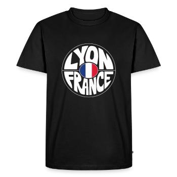 Lyon France - Men's Premium Organic T-Shirt - black - Front - Nico (187cm)