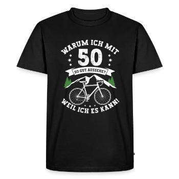 BIKE Fahrrad Geburtstag 50 Jahre Geschenkidee - Männer Premium Bio T-Shirt - Schwarz - Vorne - Nico (187cm)
