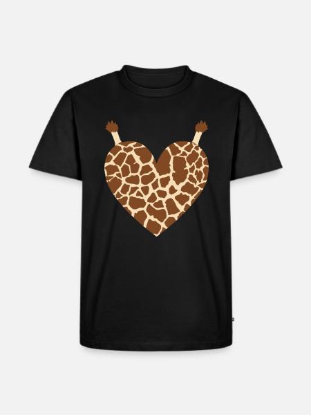 Giraffenherz-Design für Giraffenfans - Männer Premium Bio T-Shirt - Schwarz