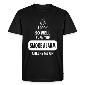 I cook so well even the smoke alarm cheers me on - Men's Premium Organic T-Shirt - black - Front - Nico (187cm)