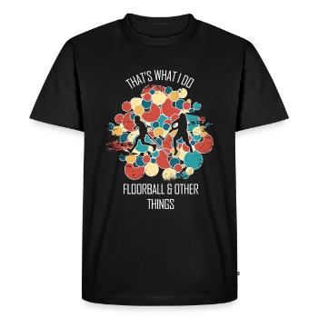 Floorball Floorball Hockey sur gazon Hockey en salle - T-shirt Premium bio Homme - noir - Devant - Nico (187cm)