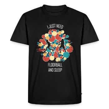 Floorball Floorball Hockey sur gazon Hockey en salle - T-shirt Premium bio Homme - noir - Devant - Nico (187cm)