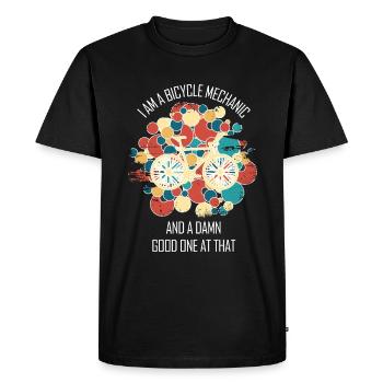 Atelier de réparation de vélos Installateur de vélos Bicyclette - T-shirt Premium bio Homme - noir - Devant - Nico (187cm)