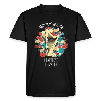 Harp Gift Musical Instrument Musician Plucking - Men's Premium Organic T-Shirt - black - Front - Nico (187cm)