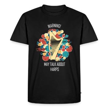 Harp Gift Musical Instrument Musician Plucking - Men's Premium Organic T-Shirt - black - Front - Nico (187cm)