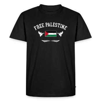 Free Palestine Liberté Palestine Palestine Libre - T-shirt Premium bio Homme - noir - Devant - Nico (187cm)