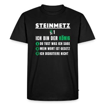 Stonemason Gift - I Am The King - Men's Premium Organic T-Shirt - black - Front - Nico (187cm)