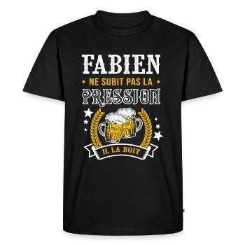 Fabien bière cadeau humour fabien - T-shirt Premium bio Homme - noir - Devant - Nico (187cm)