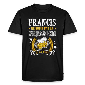 Francis bière cadeau humour Francis - T-shirt Premium bio Homme - noir - Devant - Nico (187cm)