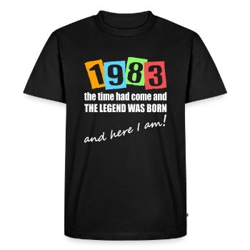 Legende est né en 1983. Motif d’anniversaire - T-shirt Premium bio Homme - noir - Devant - Nico (187cm)
