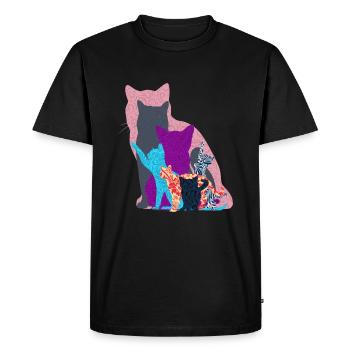 Collage de chat - T-shirt Premium bio Homme - noir - Devant - Nico (187cm)