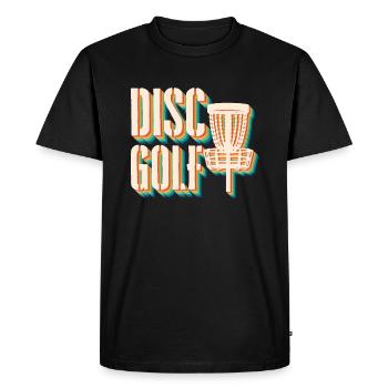 Disc Golf Retro - Men's Premium Organic T-Shirt - black - Front - Nico (187cm)