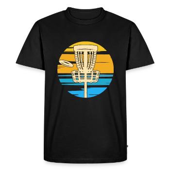 Disc Golf Sunset - Men's Premium Organic T-Shirt - black - Front - Nico (187cm)