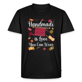 Tricoter à la main est l’amour que vous pouvez porter - T-shirt Premium bio Homme - noir - Devant - Nico (187cm)