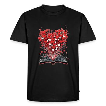 J’aime les livres - T-shirt Premium bio Homme - noir - Devant - Nico (187cm)