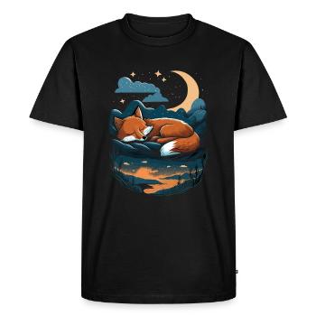 Cute Fox Sleeping - Men's Premium Organic T-Shirt - black - Front - Nico (187cm)