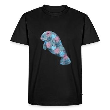 Manatee Palm Trees Colorful - Men's Premium Organic T-Shirt - black - Front - Nico (187cm)