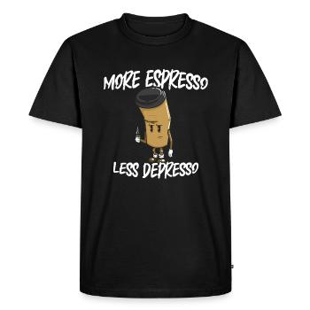 Plus d’espresso moins de café Depresso Idée cadeau - T-shirt Premium bio Homme - noir - Devant - Nico (187cm)