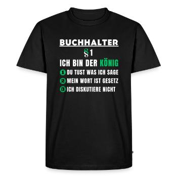Cadeau de comptable - je suis le roi - T-shirt Premium bio Homme - noir - Devant - Nico (187cm)