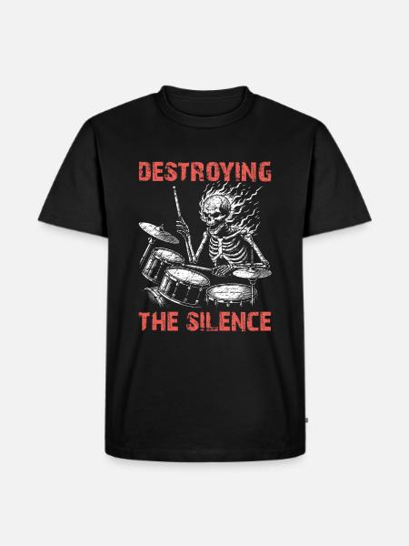 Squelette de crâne de batteur sur la batterie - T-shirt Premium bio Homme - noir