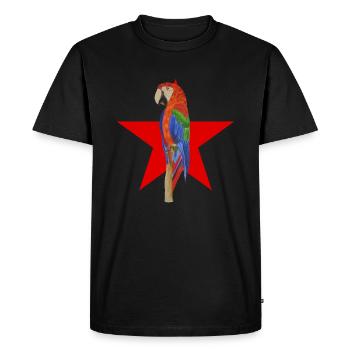 Perroquet oiseau révolution rouge étoile - T-shirt Premium bio Homme - noir - Devant - Nico (187cm)