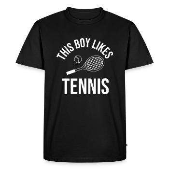 Un garçon aime le tennis, un joueur de tennis - T-shirt Premium bio Homme - noir - Devant - Nico (187cm)