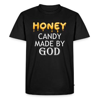 Candy Made By God Ironic Saying Bees Wildlife - Men's Premium Organic T-Shirt - black - Front - Nico (187cm)