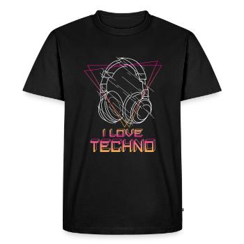 I Love Techno - Men's Premium Organic T-Shirt - black - Front - Nico (187cm)