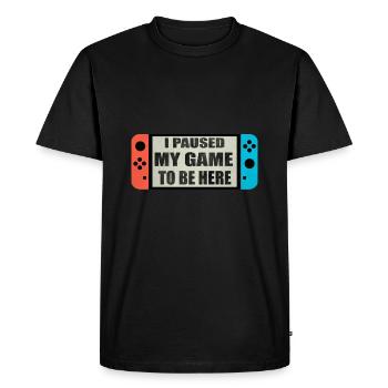 Changer la joie, j'ai suspendu mon jeu - T-shirt Premium bio Homme - noir - Devant - Nico (187cm)