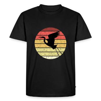 Petite aigrette héron oiseau héron blanc grue - T-shirt Premium bio Homme - noir - Devant - Nico (187cm)