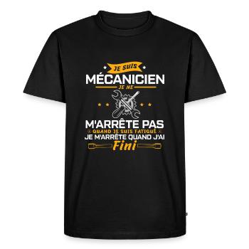 Humour mécanique | Je suis mécanicien - T-shirt Premium bio Homme - noir - Devant - Nico (187cm)
