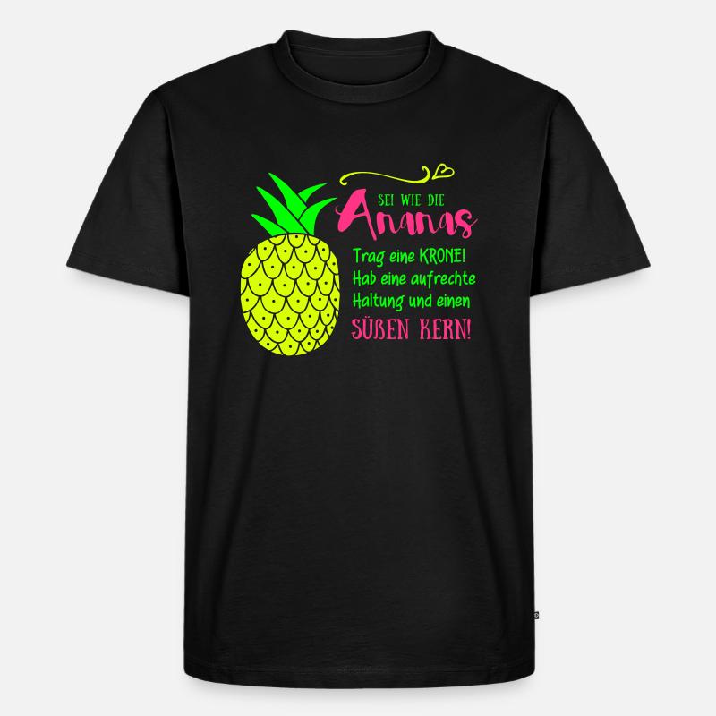 Ananas Krone Spruch - Männer Premium Bio T-Shirt - Schwarz