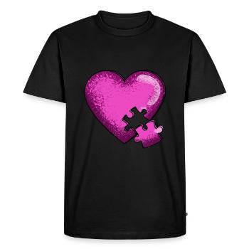 Heart Puzzle Love You Jigsaw Sweet Adore Gift - Men's Premium Organic T-Shirt - black - Front - Nico (187cm)