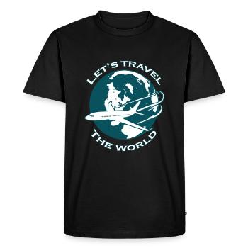 Voyage Monde Avion Travail Tour Cadeau voyageur - T-shirt Premium bio Homme - noir - Devant - Nico (187cm)