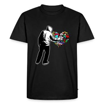 Graffiti Heart Doodle Draw Peinture Ecrire Mur Cadeau - T-shirt Premium bio Homme - noir - Devant - Nico (187cm)