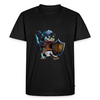 Chevalier pingouin guerrier épée cavalier cavalier cadeau - T-shirt Premium bio Homme - noir - Devant - Nico (187cm)
