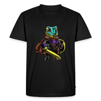 Chevalier Grenouille Bouclier Guerrier Épée Cavalier Cadeau - T-shirt Premium bio Homme - noir - Devant - Nico (187cm)