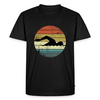 Swim Swimming Summer Retro Gift - Men's Premium Organic T-Shirt - black - Front - Nico (187cm)
