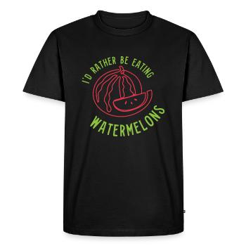Eating Watermelons Summer Fruits Melon - Men's Premium Organic T-Shirt - black - Front - Nico (187cm)