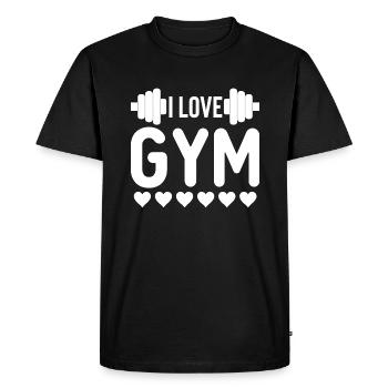 I Love Gym Hearts - Men's Premium Organic T-Shirt - black - Front - Nico (187cm)