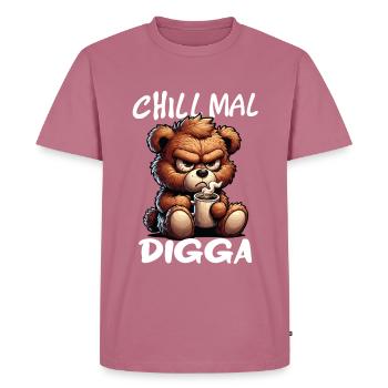 Chilliger Kaffee-Bär - Männer Premium Bio T-Shirt - Mauve - Vorne - Nico (187cm)
